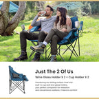 ARROWHEAD OUTDOOR Portable Folding Double Duo Camping Chair Loveseat w/ 2 Cup & Wine Glass Holder, Heavy-Duty Carrying Bag, Padded Seats & Armrests, Supports up to 500lbs, USA-Based Support