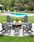 SERWALL Folding Outdoor Side Table Set of 2, Portable Adirondack Side Table, Gray