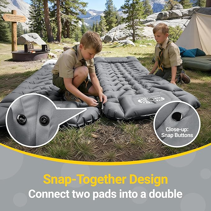 Sleeping Pad for Camping, Backpacking Sleeping Mat with Built-in Pillow and Foot Pump, 4in Thick Compact Camping Air Mattress for Hiking Tent Road Trip Car Camp Travel Gear