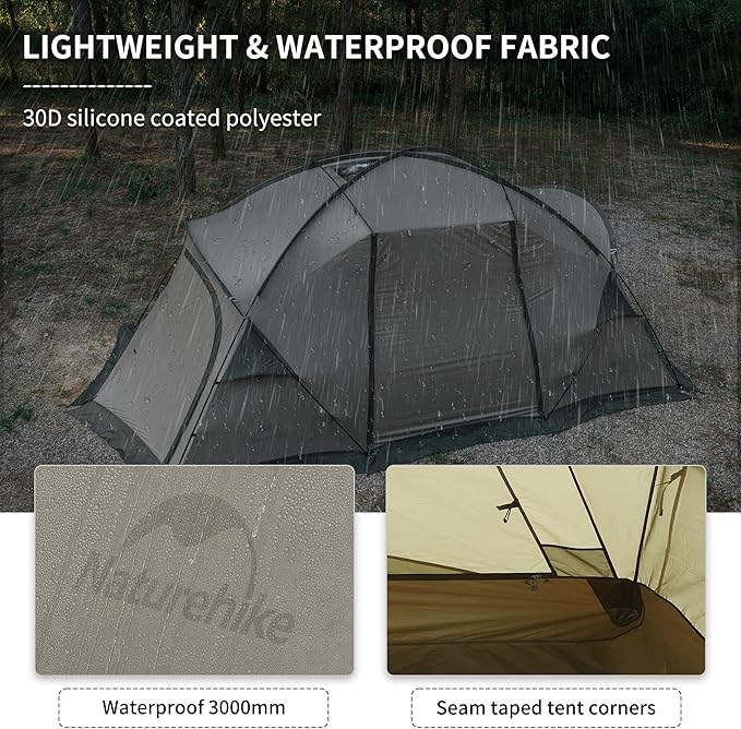Naturehike Massif Hot Tent with Stove Jack, Waterproof Windproof 4 Season Tent, 2/4 Person Cold Weather Winter Tents for Camping