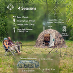 Rbm Outdoors Hot Tent with Stove Jack, Easy Setup 4 Season Winter Tents for Camping, Cold Weather Wall Double Layer Waterproof & Windproof Shelter