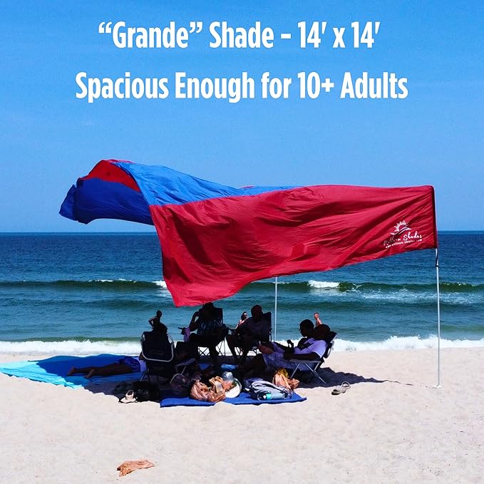 MillionShades® Beach Shade Canopy – Grande 14 ft x 14 ft Wind-Propelled™ Sun Shade for Beach with UPF 50+, 360° Views, Quiet & Lightweight Design, Easy Setup Tent - Windproof Beach Shelter