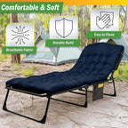 Folding Camping Cot with Mattress for Adults up to 440lbs - Heavy Duty Foldable Bed with Removable Cot Mattress and 3 Recline Positions for Travel, Camp, Beach or Guest Bed by Wakeman Outdoors (Navy)
