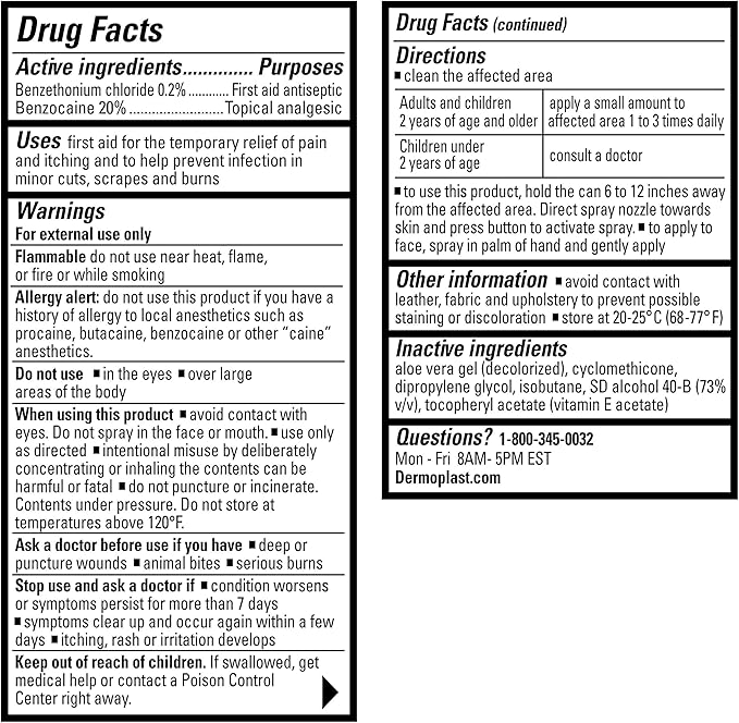 Dermoplast First Aid Spray, Analgesic & Antiseptic Spray for Wounds, Minor Cuts, Scrapes and Burns, Wound Care, 2.75 Ounce (Packaging May Vary)