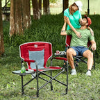 TIMBER RIDGE Lightweight Oversized Camping Chair, Aluminum Directors Chair with Side Table for Outdoor Camping, Lawn, Picnic and Fishing, Supports 400lbs, Red 2PCS
