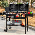 ZH3005 2-Burner Gas and Charcoal Combo Grill with Side Burner, 34,000 BTU Dual Fuel Grill, 823 Sq. In. Cooking Area, for Outdoor Patio Garden Picnic Backyard Cooking, Black