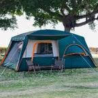 KTT Extra Large Tent 10-12-14 Person(B),Family Cabin Tents,2 Rooms,3 Doors and 3 Windows with Mesh,Straight Wall,Waterproof,Double Layer,Big Tent for Outdoor,Picnic,Camping,Family Gathering