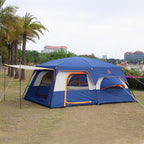 KTT Extra Large Tent 10-12-14 Person(A),Family Cabin Tents,2 Rooms,3 Doors and 3 Windows with Mesh,Straight Wall,Waterproof,Double Layer,Big Tent for Outdoor,Picnic,Camping,Family Gathering