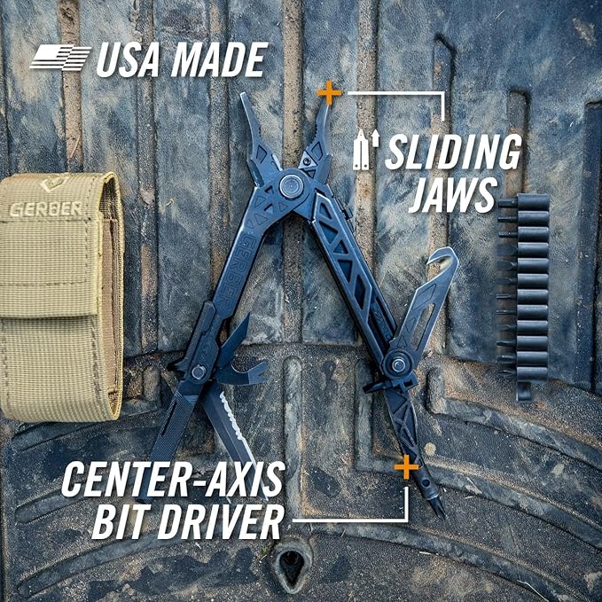 Gerber Gear Center Drive Rescue - Multitool Knife with Pliers, Strippers & Strap Cutter - Portable EDC Tactical Gear for Camping & Outdoor - Utility Tool - Berry Compliant Sheath - Made in USA - Black