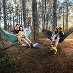 Tranquillo Combo x2 Hammocks with Stand for Outside & Tree Straps, Heavy Duty Hammock with Stand 600lbs for Indoor Outdoor Patio Backyard, x2 Hammocks for 2 Person (Combo - Sky, Medium)