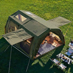 Coody Inflatable Canvas Camping Tents with Stove Jack – Premium Air Beam Family Glamping Tent, Breathable Cotton Canvas, Fast Setup Air Tent with Pump