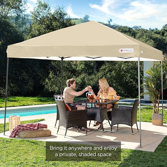 Best Choice Products 10x10ft Pop Up Canopy Tent, Outdoor Shade, 1 Person 1 Minute Set Up, Carry Case, 4 Weight Bags - Sand