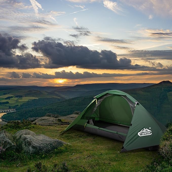 camppal 1 Person Tent for Camping Hiking Mountain Hunting Backpacking Tents 4 Season Resistance to Windproof Rainproof and Waterproof