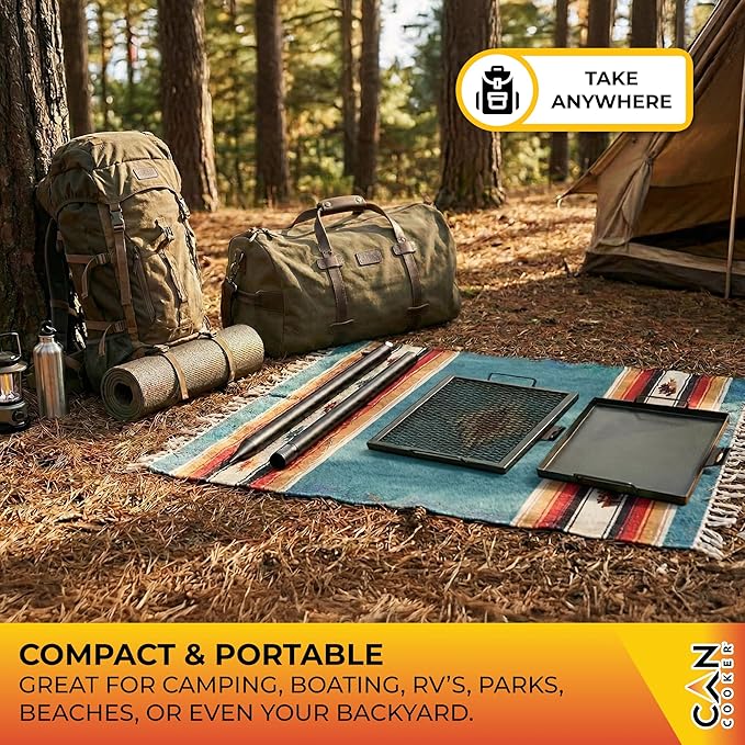 GameMaker Open Fire Cooking Grill – Portable Campfire Grill for Open Flame Cooking, Firepits, Outdoor Fire Rings & Camping – Heavy-Duty, Easy Setup & Adjustable Height