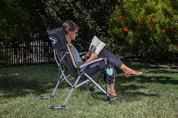 Picnic TIME NCAA Unisex-Adult NCAA Outdoor Rocking Camp Chair, XL Heavy Duty Camping Chair for Adults
