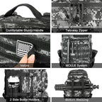 Military Tactical Backpack 50L Large Day Backpack for Men Molle Army 3 Days Assault Pack Bug Out Bag Water Resistant and Heavy Duty Hiking Treeking Rucksack - Black Digital Camo