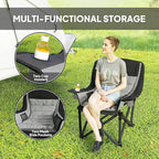 Outsunny Double Camping Chair for Adults, Padded Folding Camp Chair for 2 Person with Armrest, Wine Glass Holder, Cup Holder, Carry Bag for Outdoor Sports, Picnics, Supports up to 552 lbs.