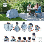 Babymoov Anti-UV Baby & Toddler Beach Tent UPF 50+ Sun Protection with Pop Up System for Easy Use & Transport, Blue Waves (Summer 2025 Edition)