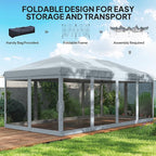 Outsunny 10' x 20' Pop Up Canopy Tent with Netting, Heavy Duty Instant Sun Shelter, Large Tents for Parties with Carry Bag for Outdoor, Garden, Patio, Gray