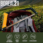 AGAWA - BOREAL21-21 Inch Folding Saw with All-Purpose Saw Blade - Camping Gear For Hiking, Fishing, Hunting, Bushcraft & Survival Kit (Black Frame/Yellow Handle)