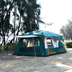 KTT Extra Large Tent 10-12-14 Person(A),Family Cabin Tents,2 Rooms,3 Doors and 3 Windows with Mesh,Straight Wall,Waterproof,Double Layer,Big Tent for Outdoor,Picnic,Camping,Family Gathering