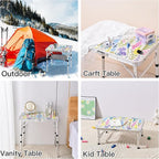 Folding Camping Table 2ft Portable Pinic Table Adjustable Height Small Card Table Aluminum Foldable Lightweight with Carry Handle for Outdoor Indoor Hiking Camp BBQ Beach (Blooming Floral)