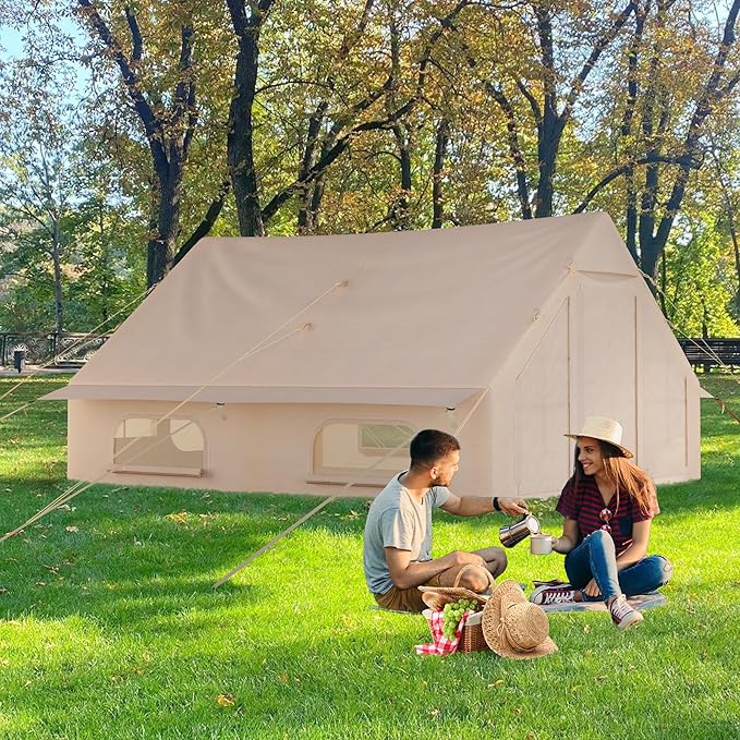 GAOMON Inflatable Camping Tent with Air Pump, 6-8 Person Large Blow Up Tent for Family or Group, Waterproof Oxford Fabric, Quick Setup Glamping Tent for Outdoor, All Seasons