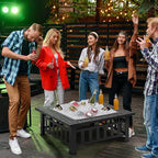 Yaheetech 34in Fire Pit Table Outdoor Wood Fire Pits Fire Pits for Outside Patio Square Steel Stove with Mesh Screen, Waterproof Cover & Poker for Bonfire Camping