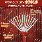 850Ib Reflective Paracord Rope, 50/100/200/500/1000ft 4MM 11 Strand Cords Lanyard Utility Parachute Cord for Tent Camping Hiking Fishing Survival Tactical Clothesline DIY Projects, Red 100FT