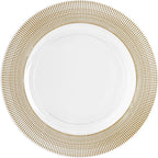 PARTY BARGAINS 13-Inch Charger Plates - 48 Pack, Clear Gold Textured Rim, Heavy-Duty Disposable Chargers for Elegant Dining - Ideal for Weddings and Formal Events