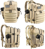 LHI Military Tactical Backpack for Men and Women 45L Army 3 Days Assault Pack Bag Large Rucksack with Molle System - Cream