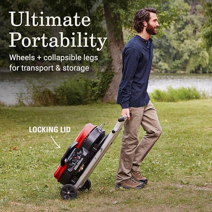 Coleman RoadTrip 285 Portable Stand-Up Propane Grill with 3 Adjustable Burners & Instastart Ignition, 20,000 BTUs of Power for Outdoor Cooking, Camping, Tailgating, Grilling, BBQs, & More