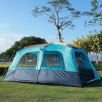 KTT Extra Large Tent 12 Person,Family Cabin Tents,Awning,2 Rooms,4 Doors and 4 Windows with Mesh,Straight Wall,Waterproof,Double Layer,Big Tent for Outdoor,Picnic,Camping,Family Gathering