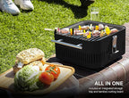 Everdure Cube Portable Charcoal Grill, Tabletop BBQ, Perfect Tailgate, Beach, Patio, or Camping Grill, Lightweight & Compact Small Grill with Preparation Board & Food Storage Tray, Khaki
