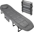 TrailBlaze 75'' Camping Cot for Adults with Cushion and Pillow, Portable Folding Bed for Sleeping, Lightweight Tent Cot with Carry Bag Supports 500 Lbs for Patio Beach Indoor Outdoor