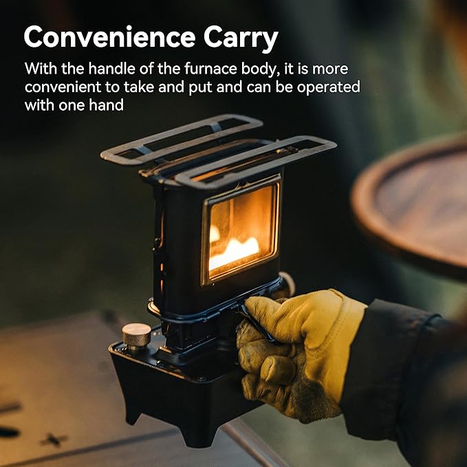 Thous Winds Camping Oil Lantern, Portable Stove for Outdoor Lighting Cooking Warming, Stainless Steel Oven, Retro Silver