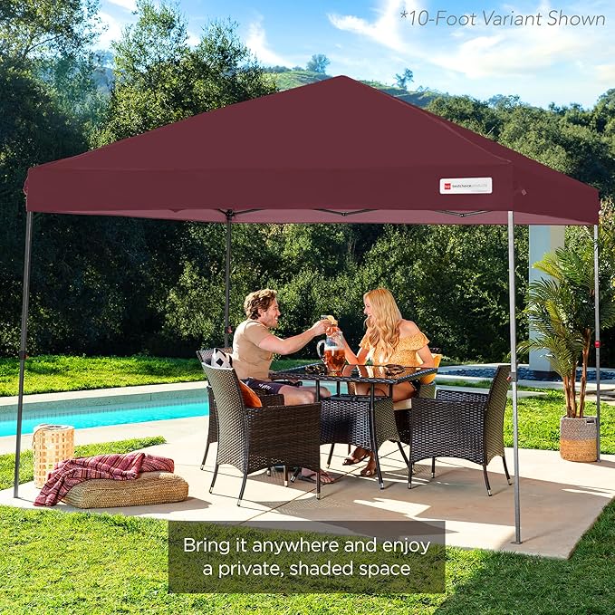 Best Choice Products 8x8ft Pop Up Canopy Tent, Outdoor Shade, 1 Person 1 Minute Set Up, Carry Case, 4 Weight Bags - Burgundy
