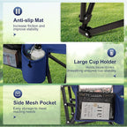 LET'S CAMP Oversized Camping Chairs 29.52" High Back Heavy Duty Lawn Chair Support 500LBS, Portable Collapsible Chair with Cup Holder, Side Pocket(Blue)