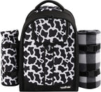 apollo walker Picnic Backpack Bag for 2 Person with Cooler Compartment, Detachable Bottle/Wine Holder, Fleece Blanket, Plates and Cutlery Set (2 Person, Black)