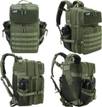 LHI Military Tactical Backpack for Men and Women 45L Army 3 Days Assault Pack Bag Large Rucksack with Molle System - Green