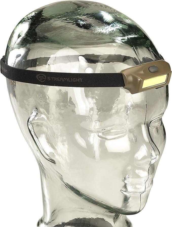 Streamlight 61707 Bandit 135-Lumen USB Rechargeable Green LED Headlamp with Elastic Head Strap, Clip, and USB Cable, Coyote