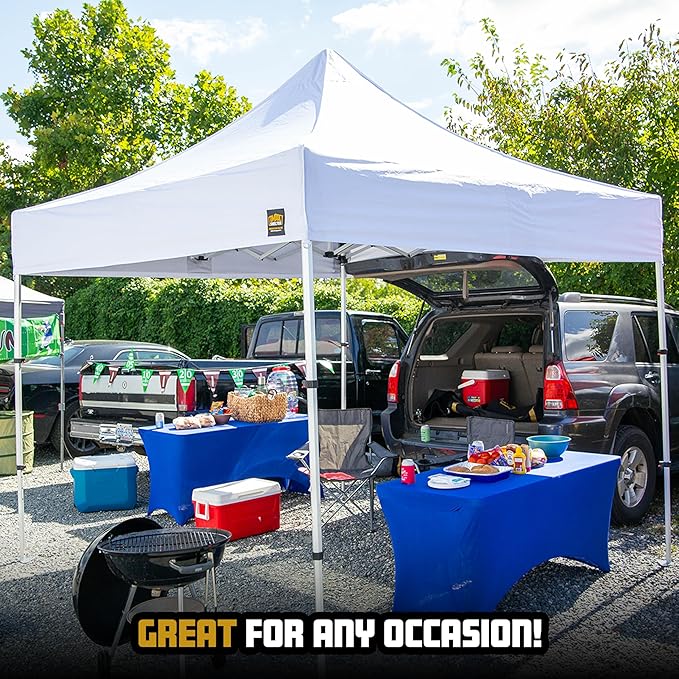 8x8 Heavy Duty Pop Up Canopy - Easy Setup, Commercial Grade Aluminum Frame, 42” Folded Frame Height, UPF 50+, Adjustable Portable Tent for Beach, Events, Camping, Roller Bag (Black)
