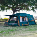 KTT Extra Large Tent 10-12-14 Person(B),Family Cabin Tents,2 Rooms,3 Doors and 3 Windows with Mesh,Straight Wall,Waterproof,Double Layer,Big Tent for Outdoor,Picnic,Camping,Family Gathering