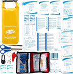Boat First Aid Kit Waterproof, WELL-STRONG Marine Emergency Kit with Roll Top Dry Bag for Boating Fishing Kayaking – Water-Resistant Contents for Camping & Beach（Yellow）