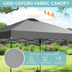 GDY 12x12 Pop Up Canopy Patio Carpas, One Push Set up with Central Lock Canopy with Wheeled Carry Bag, Included 4 Sandbaogs,8 Stakes and 4 Ropes, Gray