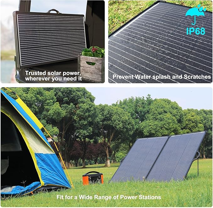 ACOPOWER 400W Mono Portable Foldable Solar Panel - 2pcs 200W, 25% Efficiency, Black, Professional Portable Style - Ideal for RV, Camping, Off Grid