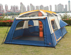 KTT Extra Large Tent 10-12-14 Person(A),Family Cabin Tents,2 Rooms,3 Doors and 3 Windows with Mesh,Straight Wall,Waterproof,Double Layer,Big Tent for Outdoor,Picnic,Camping,Family Gathering