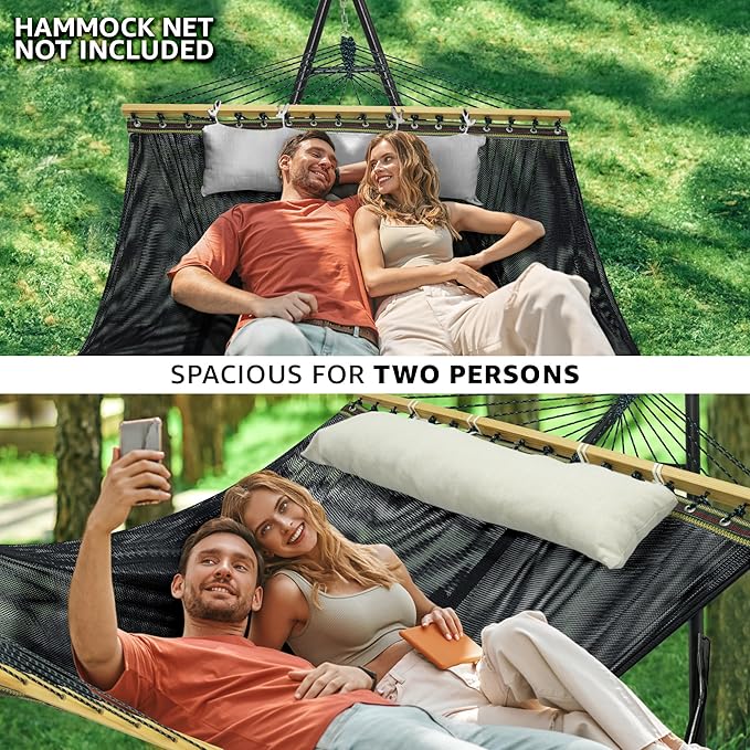Tranquillo Unity Adjustable Hammock Stand, Collapsible Camping Hammock and Stand, 800 lbs Capacity Steel Double Hammock Stand for 2 Persons, Steel Frame - Black