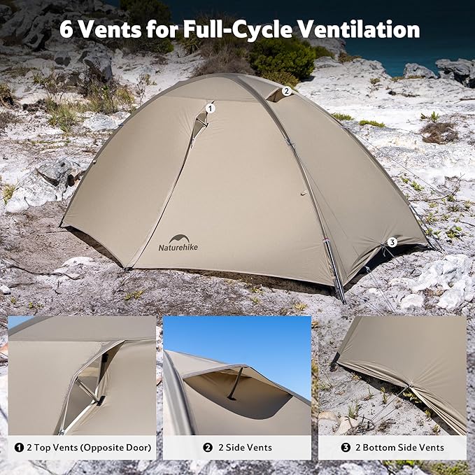 Naturehike Jiling 1/2 Person Backpacking Tent 4 Season Lightweight Tent for Hiking & Bikepacking Easy Setup 3000mm Waterproof Ultralight CampingTents for Outdoor Cycling