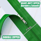 Tigeen 2 Roll Heavy Duty Zipper Door for Dust Barriers 7 ft x 3 Inch Self Adhesive Construction Zipper Door for Greenhouse Tent Accessories (Green)